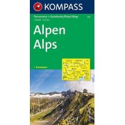 Alperna Panorama- och vägkarta Kompass